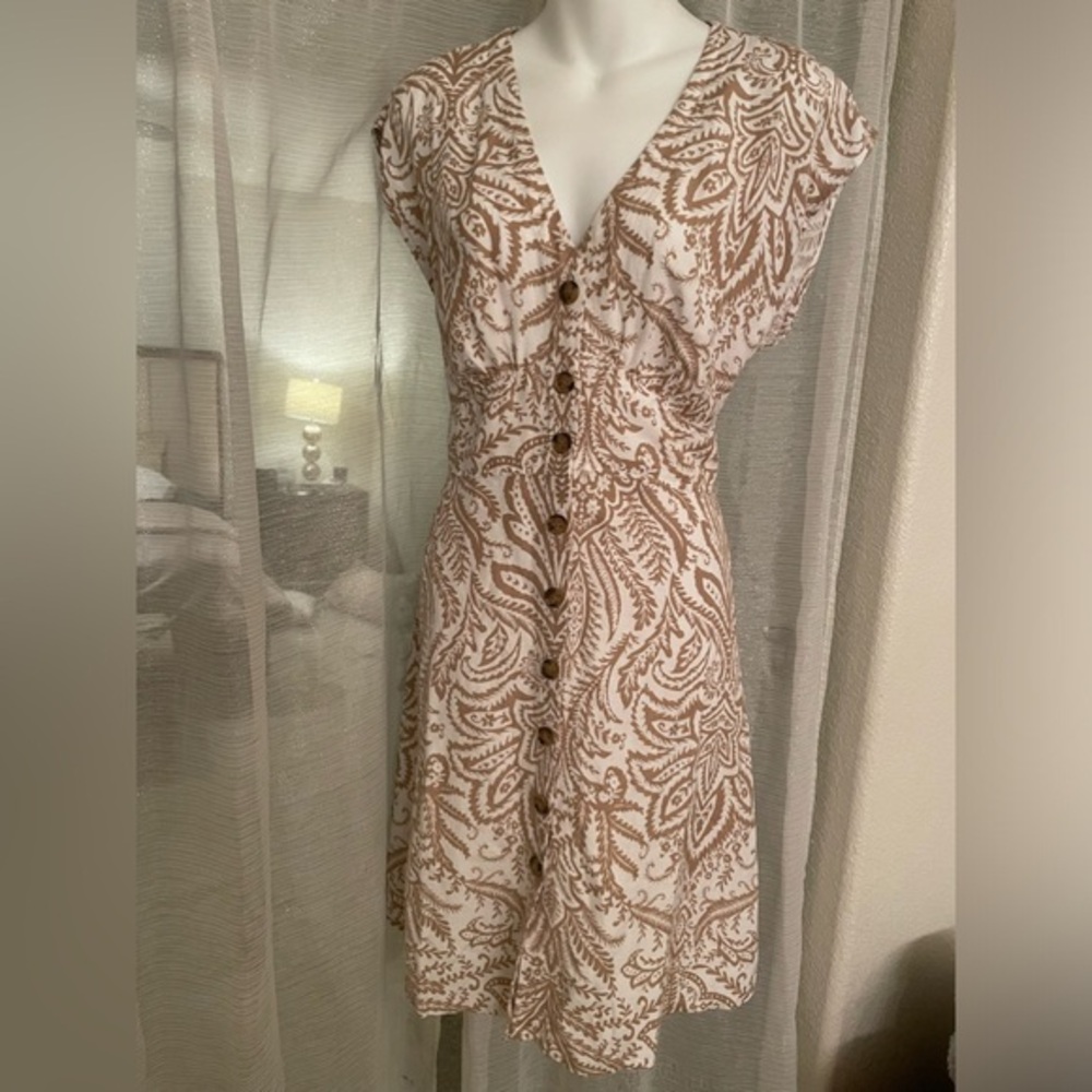 Loft floral flare dress /defined waisted dress
